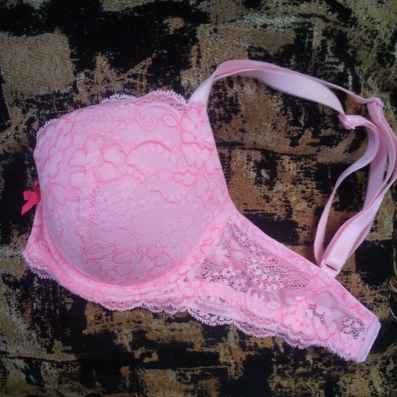 Victorias Secret Dream Angels Lined Demi-buste Bra Double 32DD Pink Lace - Picture 3 of 5